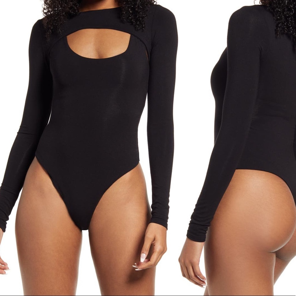 buttery-soft bodysuit centered with a sassy cutout across the chest.
